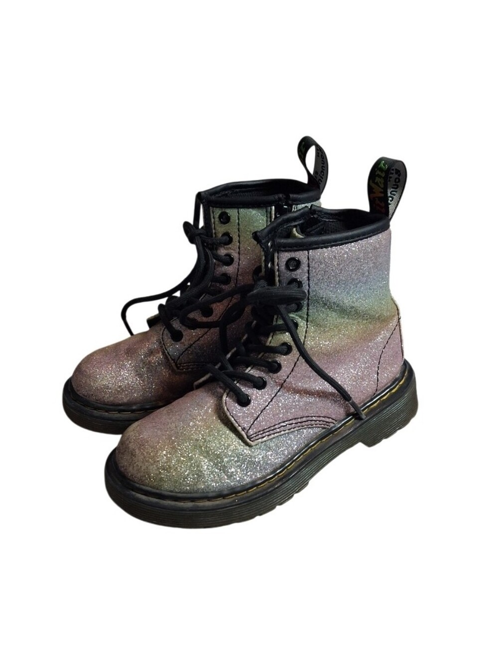 Dr. Martens 1460 Rainbow Iridescent Metallic Zip Boots Girls Youth Size 12